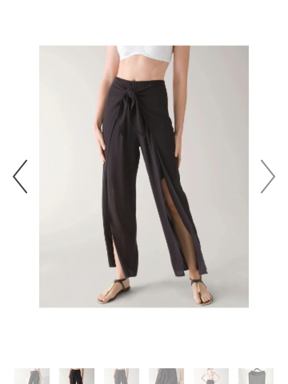 WHBM Black Tie-Front Flowy Beach Cover Up Palazzo Pants